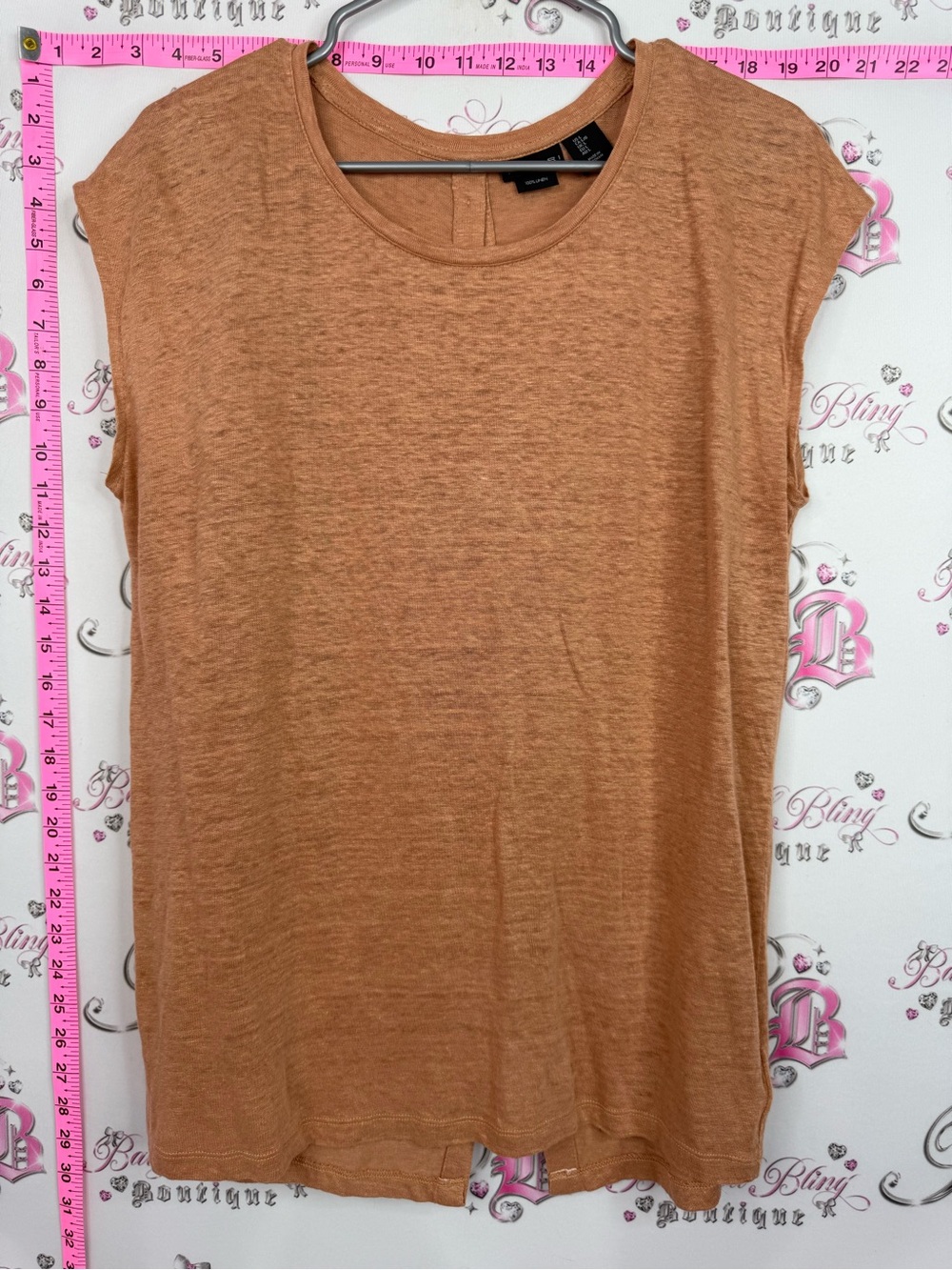Tahari Linen top tee orange brown Rust Tank Top